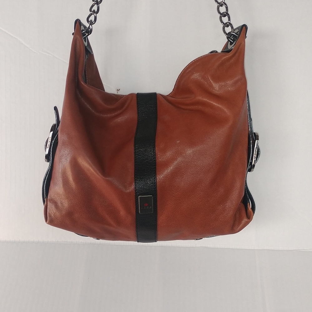 Michele Brown and black leather shoulder bag. BEAUTIFUL! - Picture 7 of 16